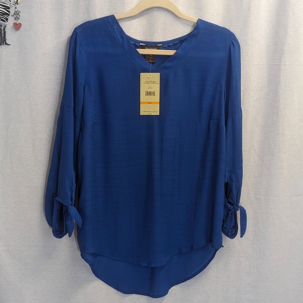 NWT Multiples Size Small High/Low Royal Blue Top